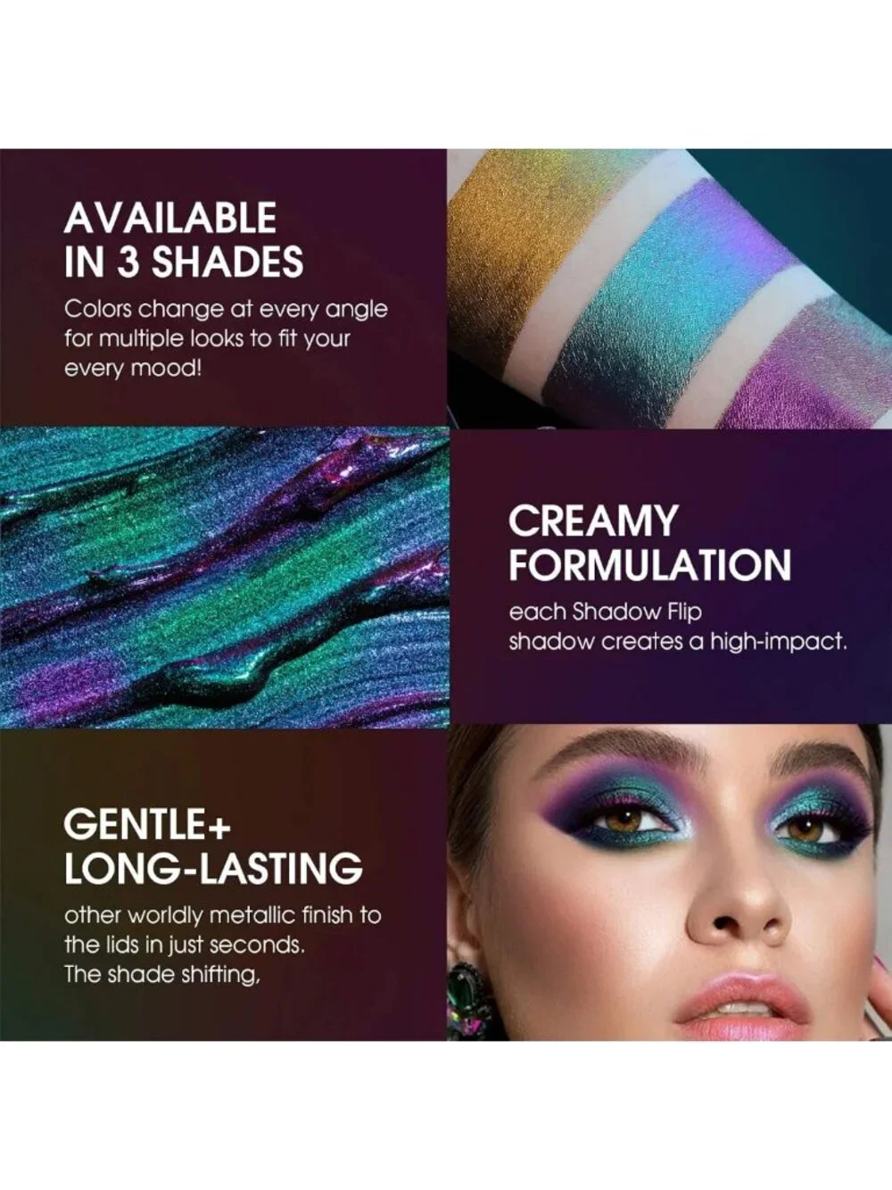 3Pcs Holographic Multichrome Liquid Eyeshadow Set - Iridescent Makeup Trio